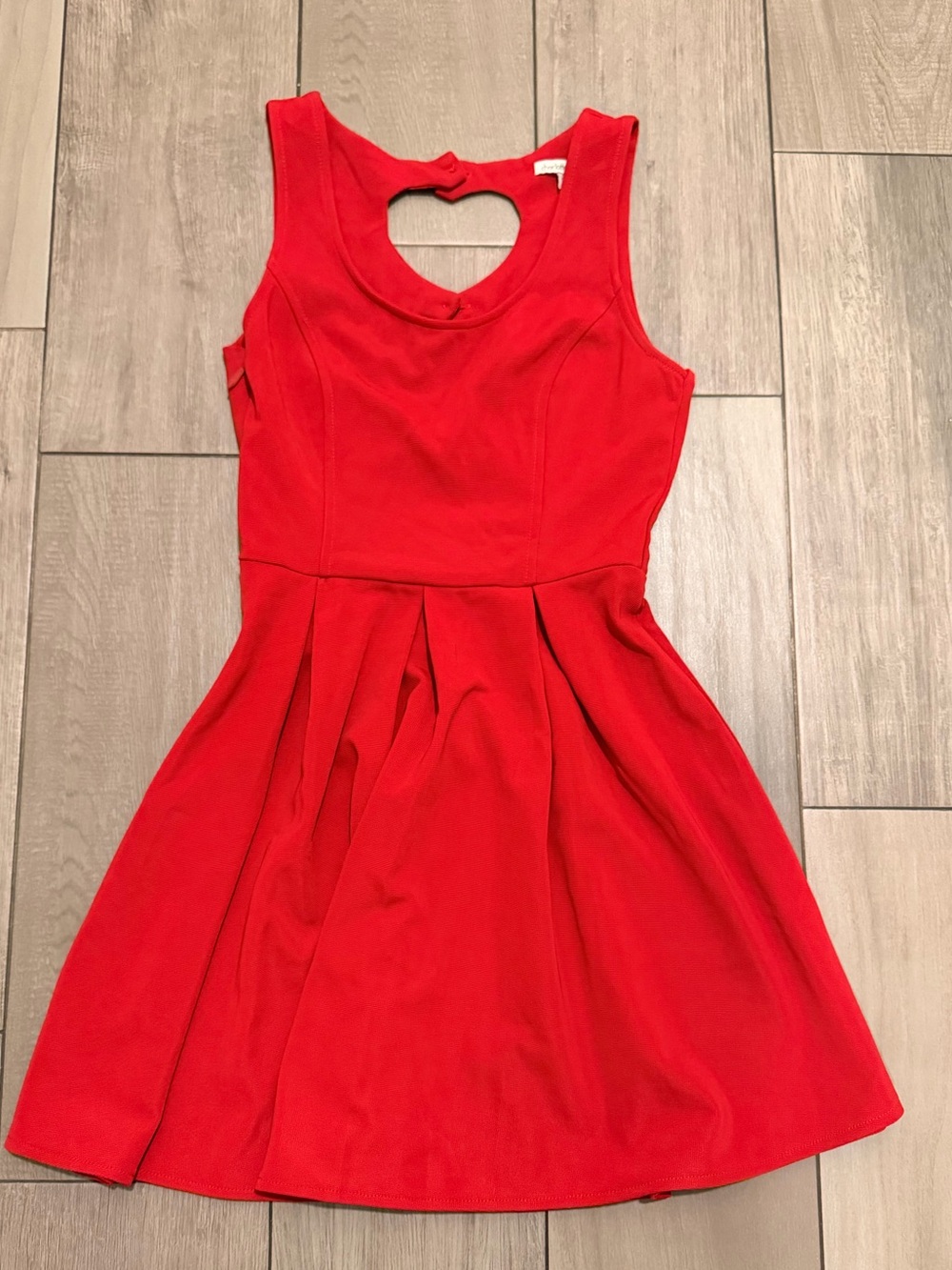 Charlotte Russe Red Sleeveless Fit-and-Flare Dress with Heart Back